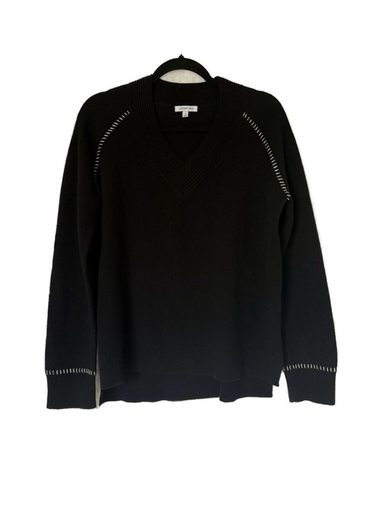 Johnny Was Sweaters - Johnny Was Sally Cashmere Whipstitch V-Neck Sweater Black Size M